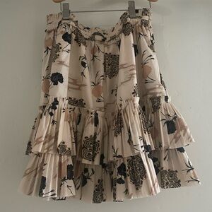 Ulla Johnson cotton floral ruffled tiered mini skirt, beautifully made .